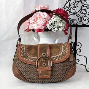 Vintage Coach Suede Leather Shoulder Bag